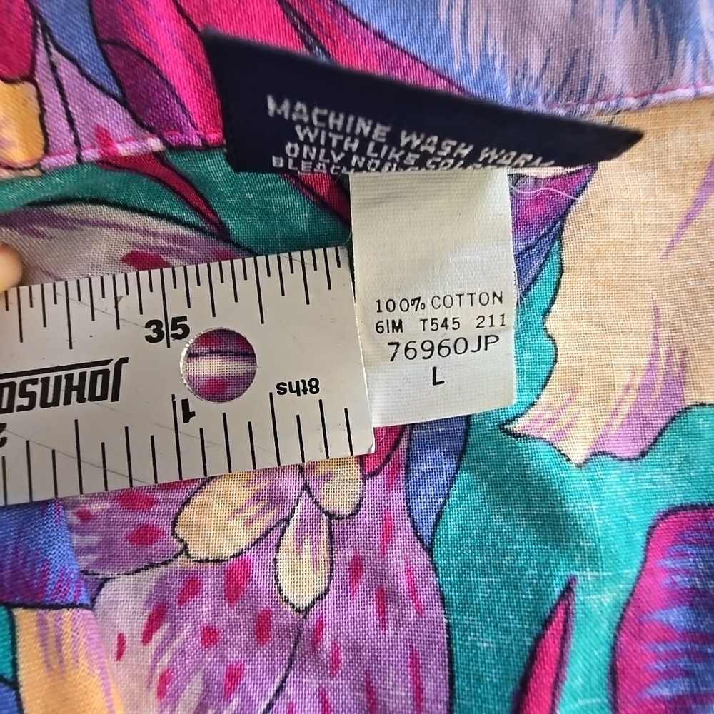 Vintage Wrangler Shirt Mens Large Multi Color Floral All Over Print USA Made - Picture 8 of 9